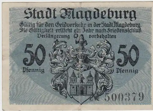 (D246) Notgeld der Stadt Magdeburg, 50 Pf., 1918