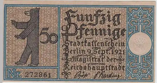 (D247) Notgeld der Stadt Berlin 1921, 50 Pf., Bezirk 6 Kreuzberg