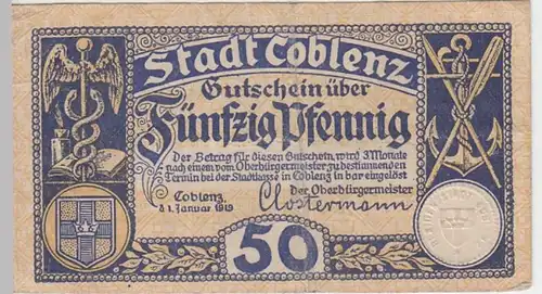 (D256) Notgeld der Stadt Koblenz, 50 Pf., 1919