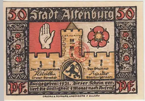 (D270) Notgeld der Stadt Altenburg (Thür), 50 Pf., 1921