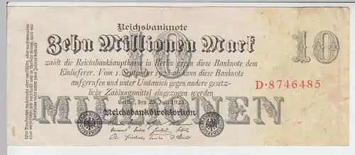 (D284) Reichsbanknote Infla, 10 Millionen Mark, Berlin, Juli 1923