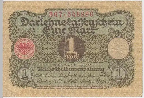 (D285) Darlehenskassenschein 1 Mark, Berlin März 1920
