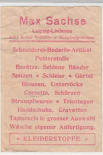 (D327) Kaufhaus Max Sachse Leipzig-Lindenau, Rechnung, vor 1945