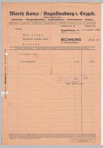 (D334) Drogerie Moritz Kunze Augustusburg, 3 Stück Rechnungen 1941