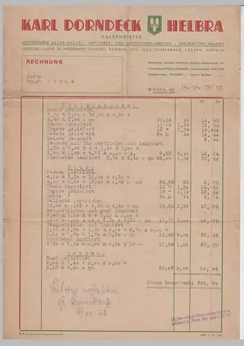 (D441) Rechnung v. Karl Dorndeck, Maler i. Helbra 1952