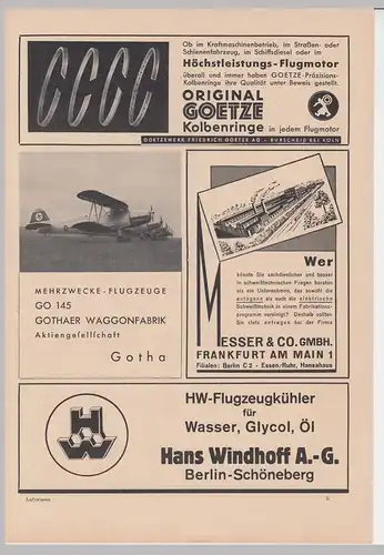 (D501) original Werbeanzeigen Gotha Go 145, Messer & Co. GmbH 1936