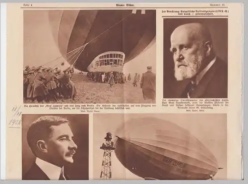 (D516) Zeitungsartikel Wien, Zeppelin in Berlin Staaken 11.11.1928