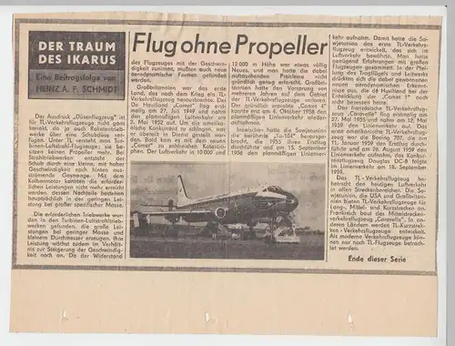 (D547) 12x Zeitungsartikel Serie "Der Traum des Ikarus", DDR 1960er