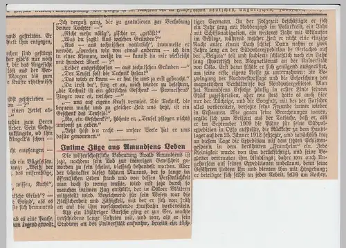 (D551) Zeitungsartikel ü. Roald Amundsen "Intime Züge" 1925