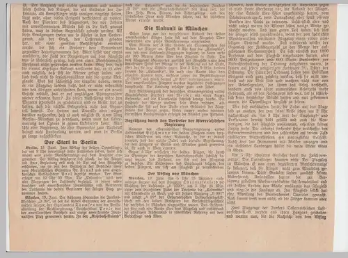 (D556) Zeitungsartikel über Ozeanflieger Chamberlin in Wien, 20.06.1927