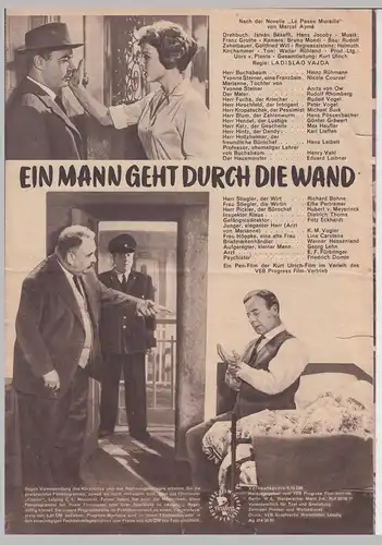 (D571) Filmprogramm "Ein Mann geht durch die Wand" 1960