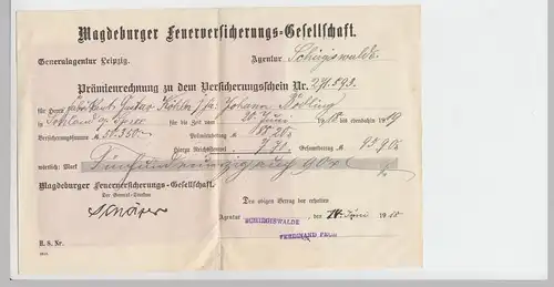 (D574) Versicherung, Prämienrechnung Magdeburger Feuervers. 1918