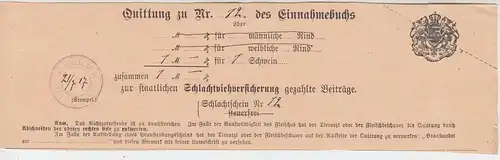 (D580) 2x Quittung f. Schlachtviehversicherung, Sohland 1917