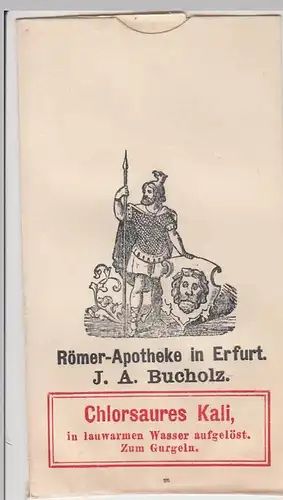 (D599) Römer Apotheke Erfurt, kl. Papiertüte f. Chlorsaures Kali, vor 1945