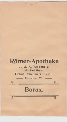 (D611) Römer Apotheke Erfurt, kl. Papiertüte f. Borax, vor 1945
