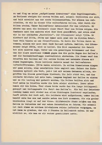 (D647) Ballonfahrt, 2-s. Bericht ü Fahrt ab Bitterfeld, Schreibmaschine 1930er