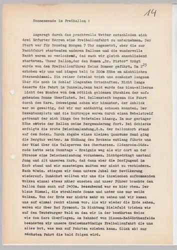 (D660) Ballonfahrt Bitterfeld 1930er, Presseschreiben (Durchschlag) + orig. Foto u. erschienene Berichte