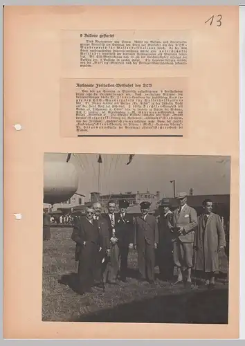(D661) Ballonfahrt Bitterfeld 1930er, orig. Zeitungsberichte u. Großfoto ü. Wettfahrt