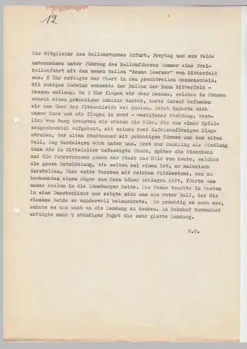 (D662) Ballonfahrt Bitterfeld 1930er, Presseschreiben (Durchschlag) u. erschienene Berichte