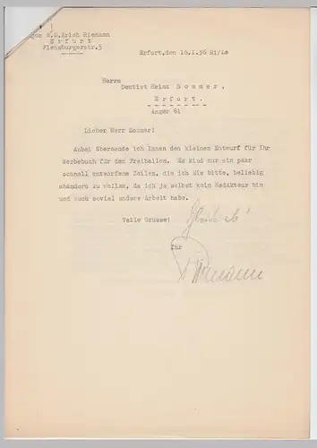 (D673) Ballonfahrt, origl. Schreiben v. Major Riemann an Ballonführer Sommer + Entwurf