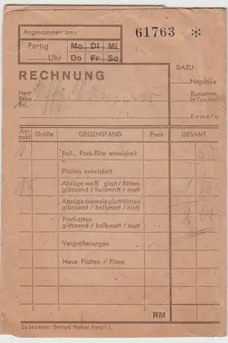 (D704) Hülle v. Lichtbildmeiser Ewald Warnecke, Diepholz, 1941