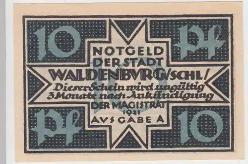 (D728) Notgeld der Stadt Waldenburg i. Schl., Wałbrzych, 10 Pf, 1921