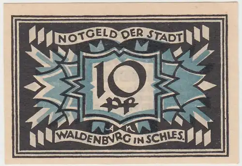 (D728) Notgeld der Stadt Waldenburg i. Schl., Wałbrzych, 10 Pf, 1921