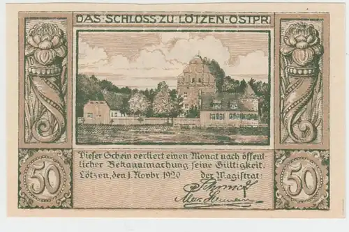 (D735) Notgeld der Stadt Lötzen, Giżycko, 50 Pfennig, 1920, Motiv Schloss