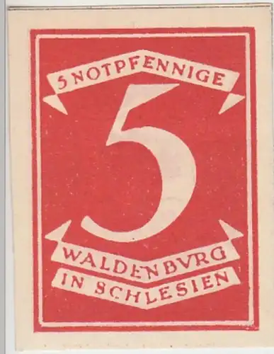 (D740) Notgeld der Stadt Waldenburg i. Schl., Wałbrzych, 5 Pf., 1920er, Stadtwappen