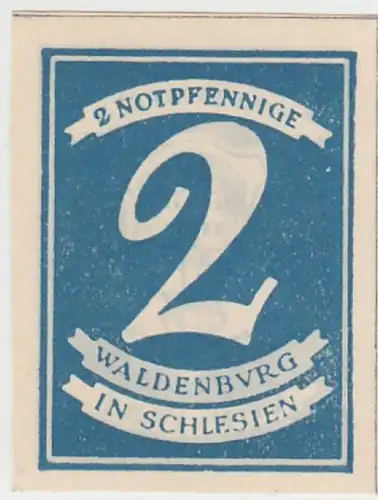 (D741) Notgeld der Stadt Waldenburg i. Schl., Wałbrzych, 2 Pf., 1920er, Stadtwappen