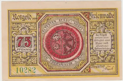(D743) Notgeld der Stadt Freienwalde i. P., Chociwel, 75 Pfennig 1920