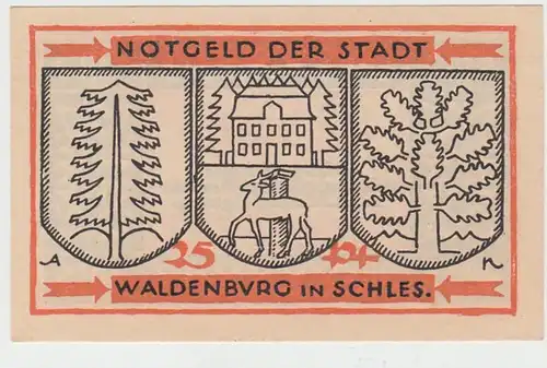 (D751) Notgeld der Stadt Waldenburg i. Schl., Wałbrzych, 25 Pf. 1921