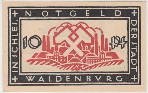 (D753) Notgeld der Stadt Waldenburg i. Schl., Wałbrzych, 10 Pf. 1921