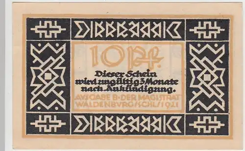 (D754) Notgeld der Stadt Waldenburg i. Schl., Wałbrzych, 10 Pf. 1921