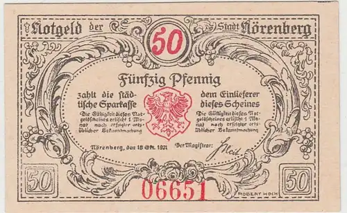 (D755) Notgeld der Stadt Nörenberg, Ińsko, 50 Pfennig 1921