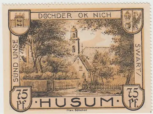 (D765) Notgeld der Stadt Husum, 75 Pfennig 1921, abgetrennt