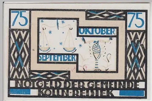 (D772) Notgeld der Gemeinde Kölln-Reisiek, 75 Pfennig 1921