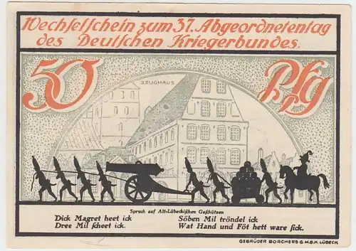 (D782) Notgeld, Wechselschein anl. d. 37. Abgeordnetentag d. Dt. Kriegerbundes 1921, 50 Pf.