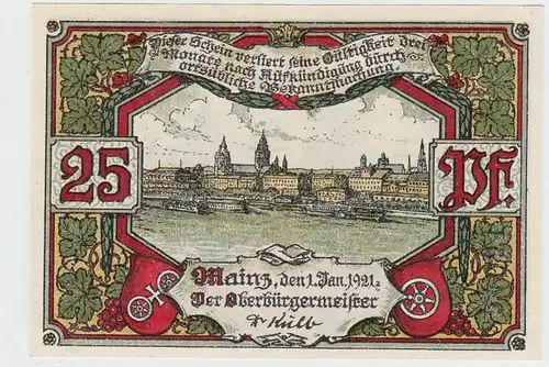 (D785) Notgeld der Stadt Mainz, 25 Pfennig 1921