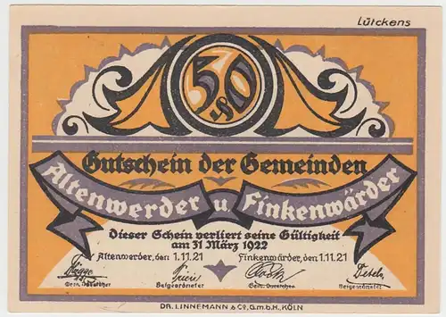 (D788) Notgeld d. Gemeind. Altenwerder u. Finkenwärder, 50 Pf. 1921, Motiv 3