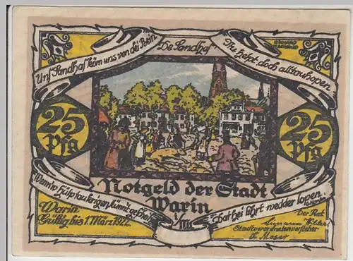 (D801) Notgeld der Stadt Warin i.M., 25 Pfennig 1922, Motiv 1