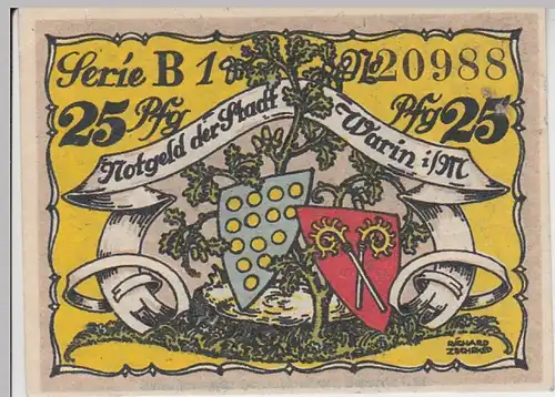 (D803) Notgeld der Stadt Warin i.M., 25 Pfennig 1922, Motiv 3