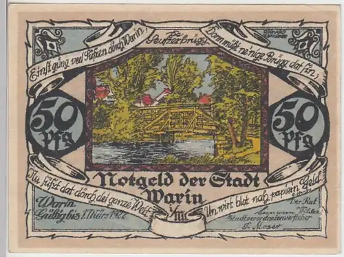 (D805) Notgeld der Stadt Warin i.M., 50 Pfennig 1922, Motiv 2