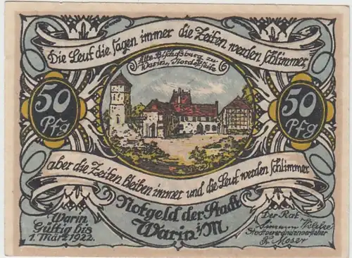 (D806) Notgeld der Stadt Warin i.M., 50 Pfennig 1922, Motiv 3