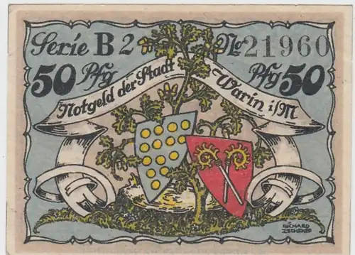 (D806) Notgeld der Stadt Warin i.M., 50 Pfennig 1922, Motiv 3