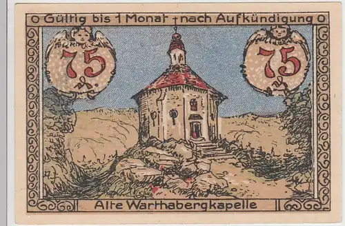 (D818) Notgeld der Stadt Wartha, Bardo, 75 Pfennig 1921, Warthabergkapelle