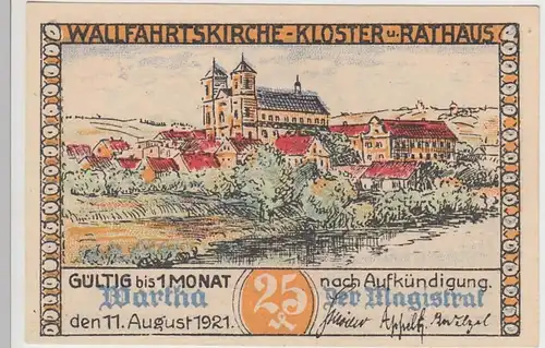 (D819) Notgeld der Stadt Wartha, Bardo, 25 Pfennig 1921, Wallfahrtskirche