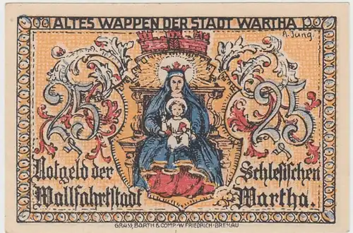 (D819) Notgeld der Stadt Wartha, Bardo, 25 Pfennig 1921, Wallfahrtskirche