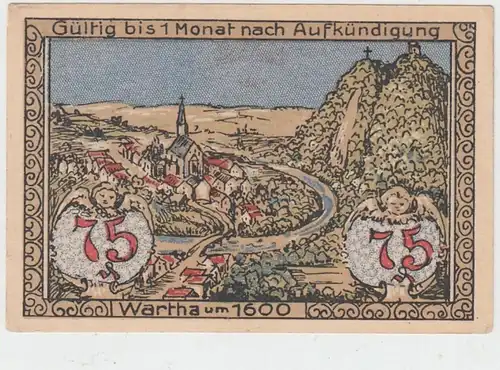 (D822) Notgeld der Stadt Wartha, Bardo, 75 Pfennig 1921, Wartha um 1600
