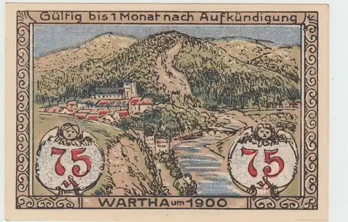 (D823) Notgeld der Stadt Wartha, Bardo, 75 Pfennig 1921, Wartha um 1900